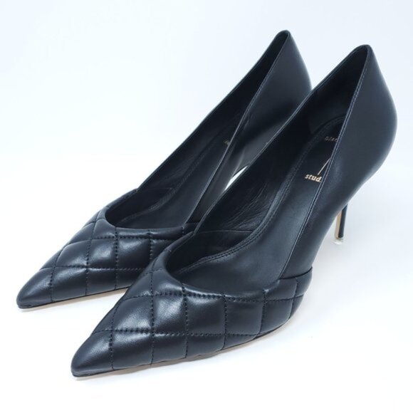 BLACK SUEDE STUDIO Heels Dana Quilted Leather Stiletto Pumps Point-Toe - Picture 3 of 9